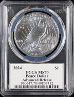 2024 $1 Peace MS70 PCGS Advanced Release Emily Damstra Signature