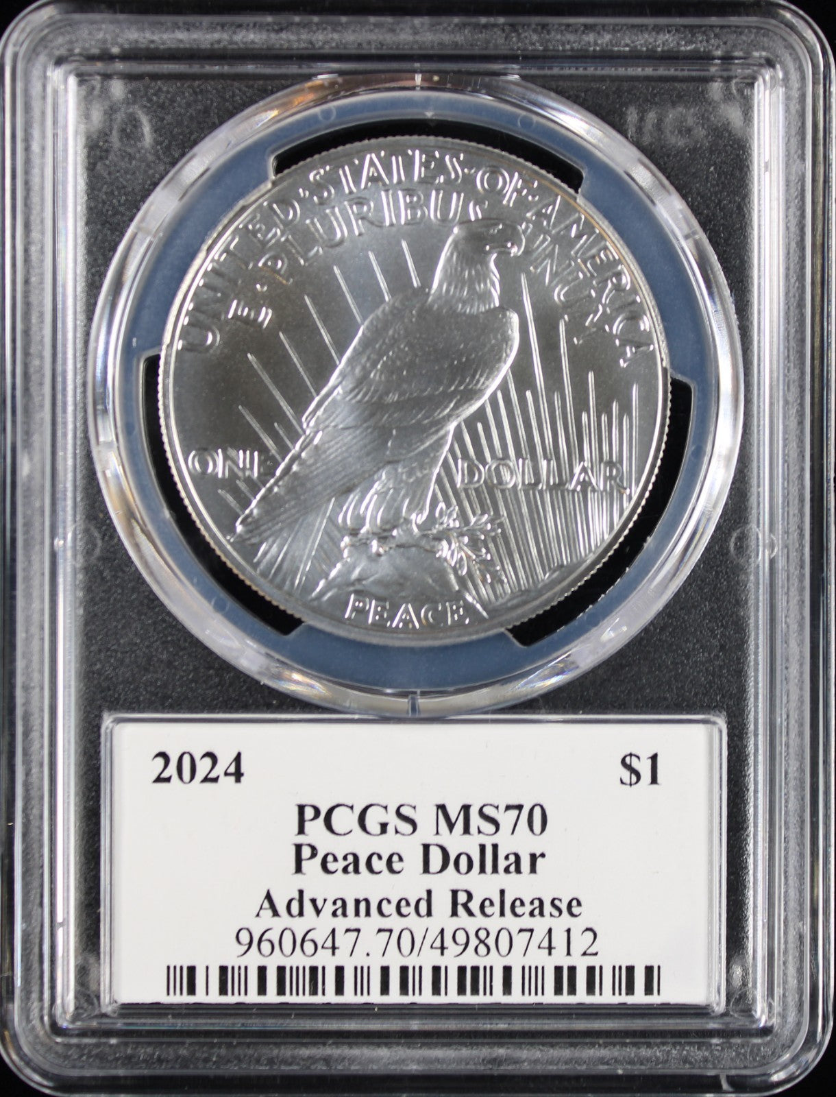 2024 $1 Peace MS70 PCGS Advanced Release Emily Damstra Signature