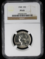 1940 Proof Washington Silver Quarter 25c NGC PF65