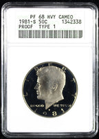1981-S Kennedy Half Dollar 50c ANACS Type 1 PF68 Heavy Cameo