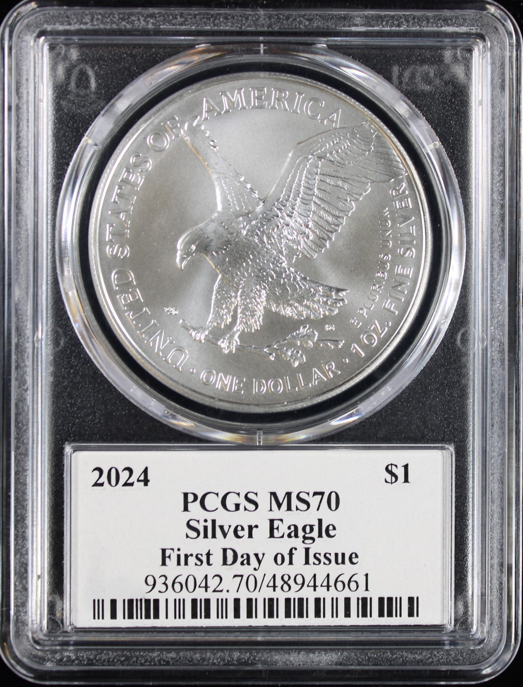 2024 Silver Eagle PCGS MS70 Damstra Signed First Day of Issue