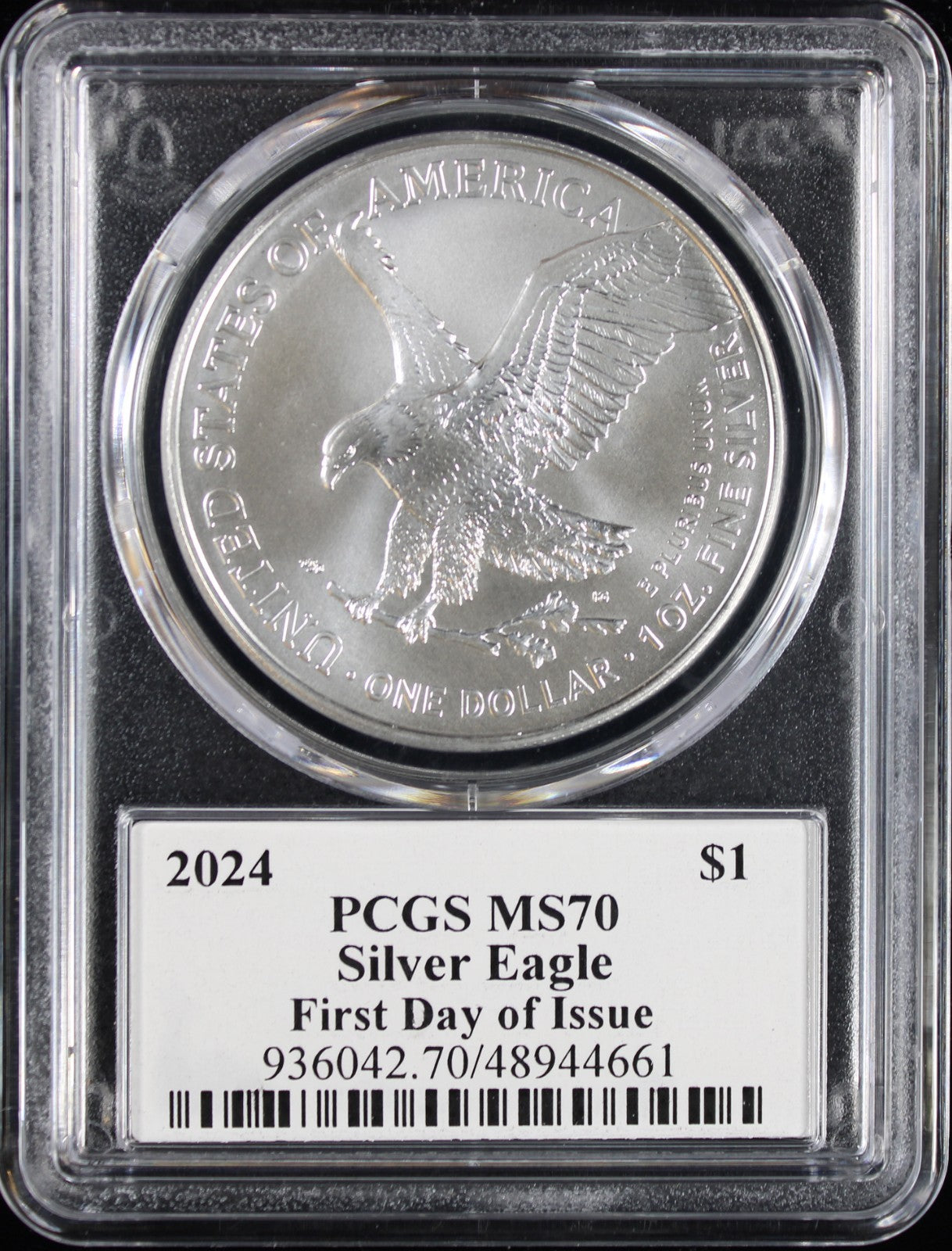 2024 Silver Eagle PCGS MS70 Damstra Signed First Day of Issue