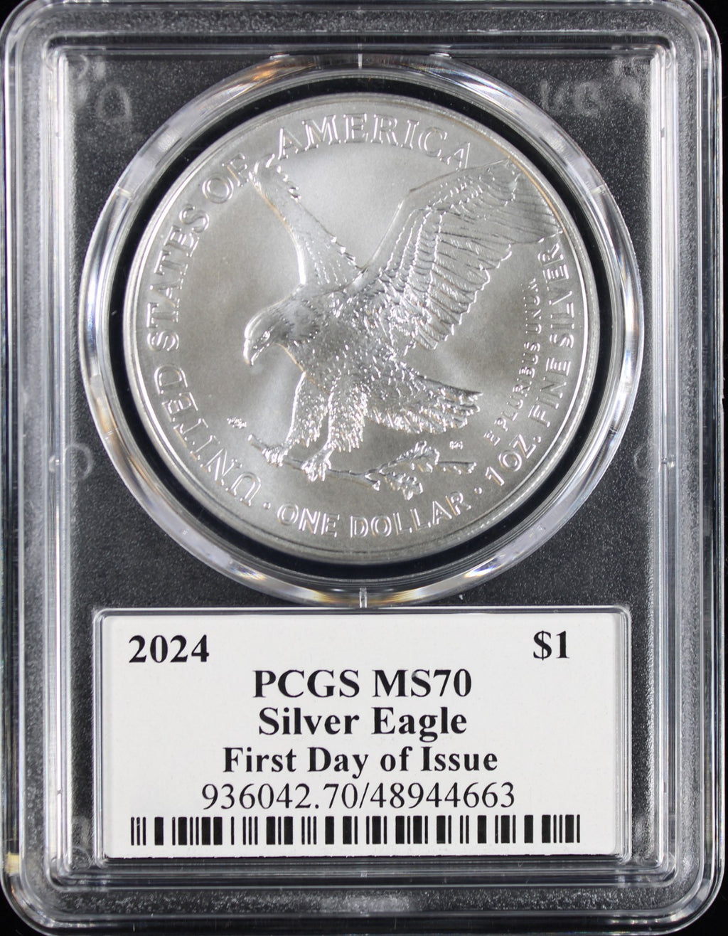 2024 Silver Eagle PCGS MS70 Damstra Signed First Day of Issue