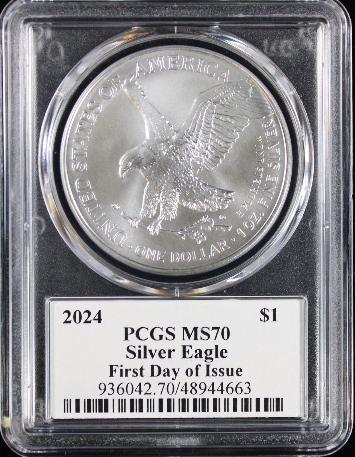 2024 Silver Eagle PCGS MS70 Damstra Signed First Day of Issue
