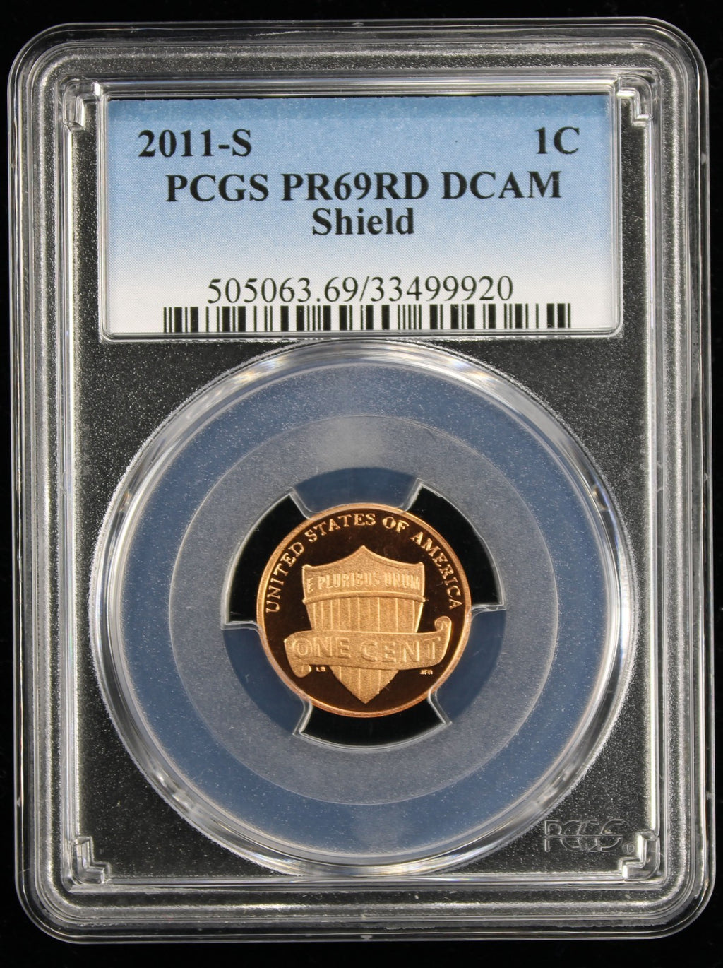 2011-S Proof Lincoln Cent 1c PCGS PR69 Rd RED Deep Cameo Lincoln Shield