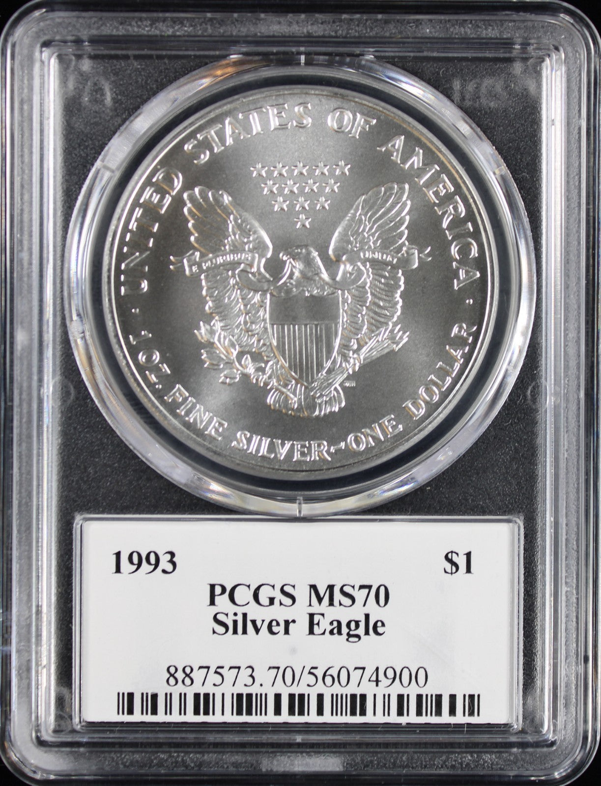 1993 Silver Eagle PCGS MS70 Mercanti Signed