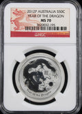 2012-P Australia 50c year of the Dragon MS70 1/2 Oz Silver