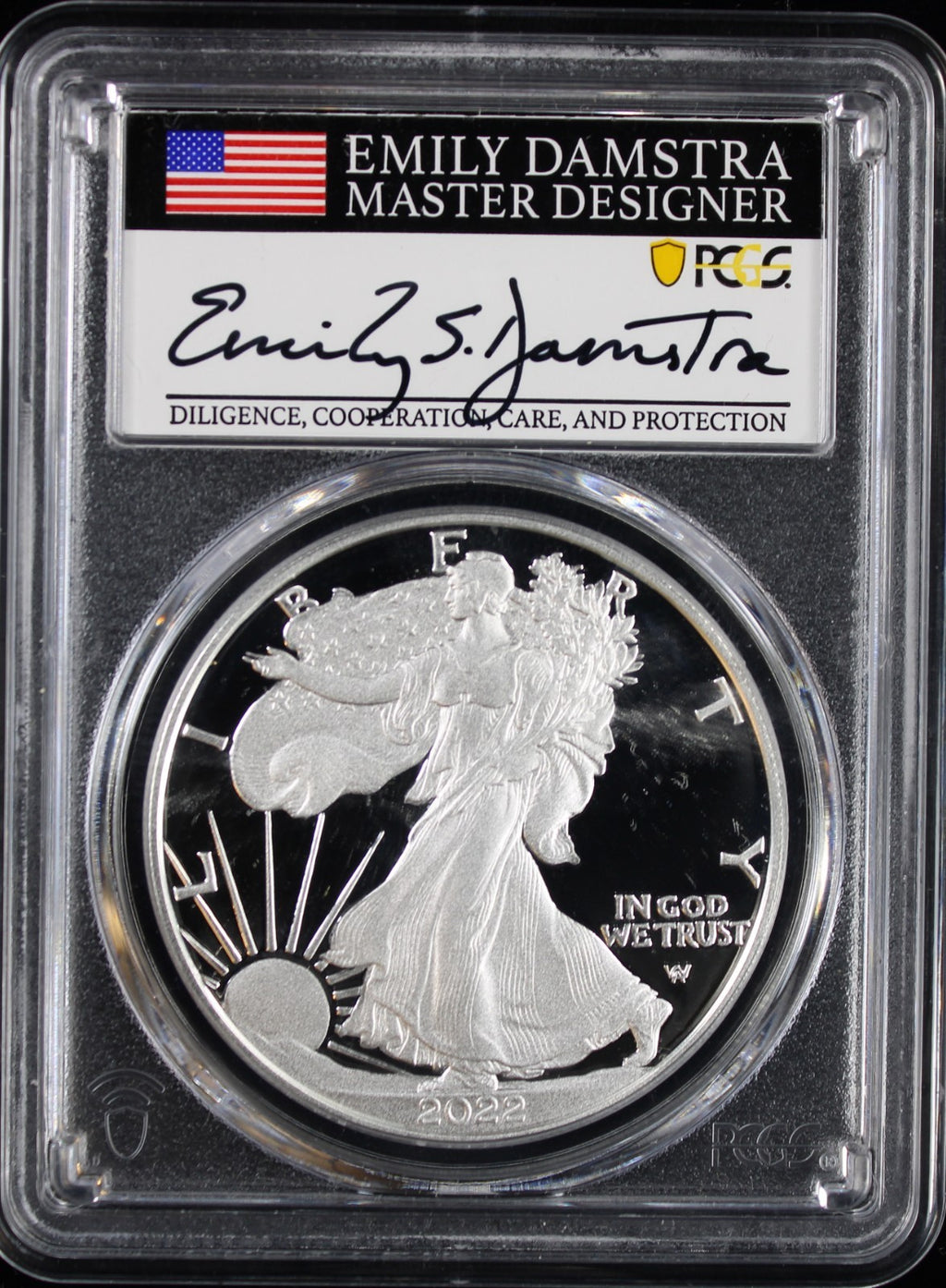 2022-W (2024) Silver Eagle PCGS PR70DCAM Damstra Signed