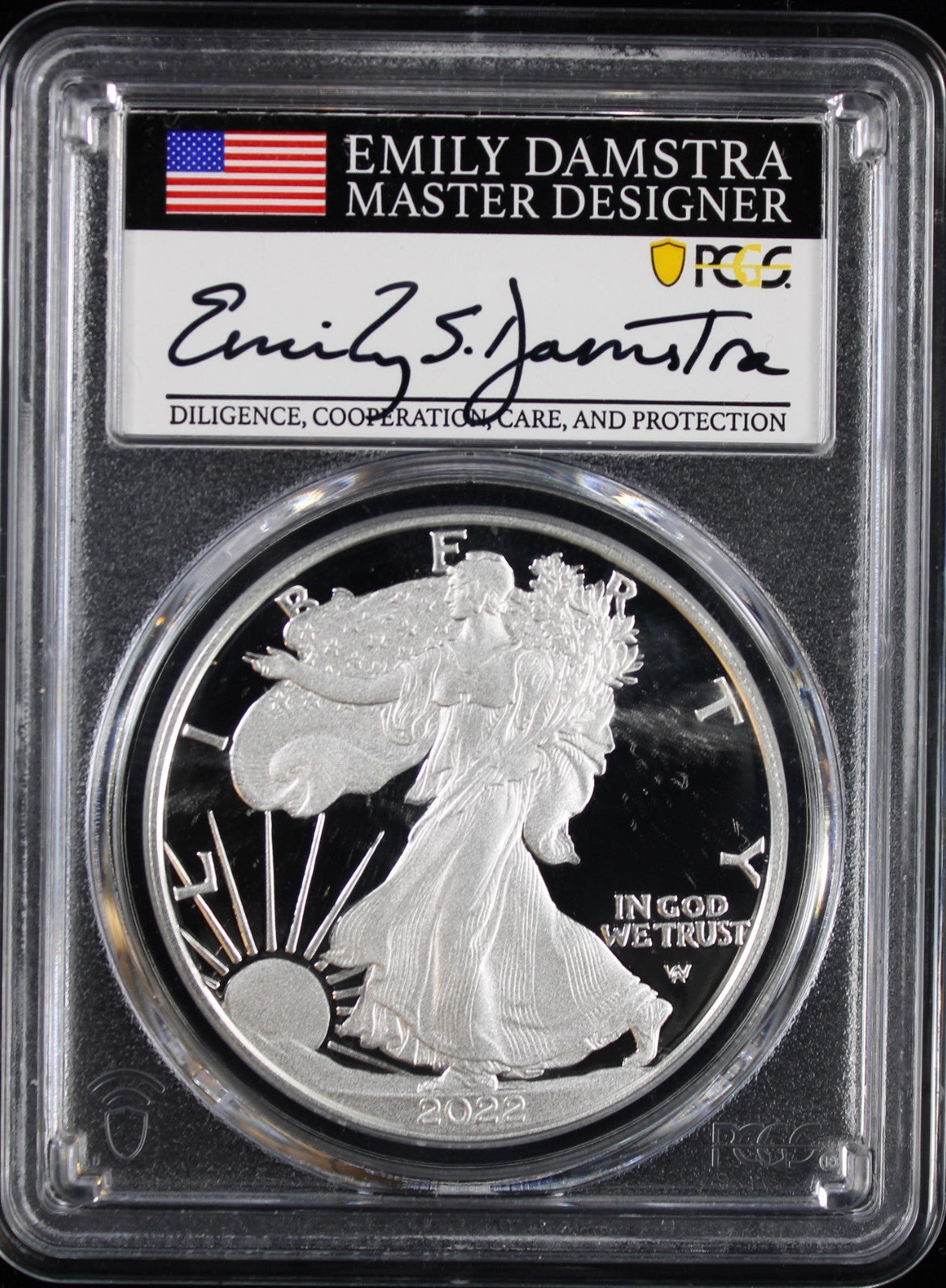 2022-W (2024) Silver Eagle PCGS PR70DCAM Damstra Signed