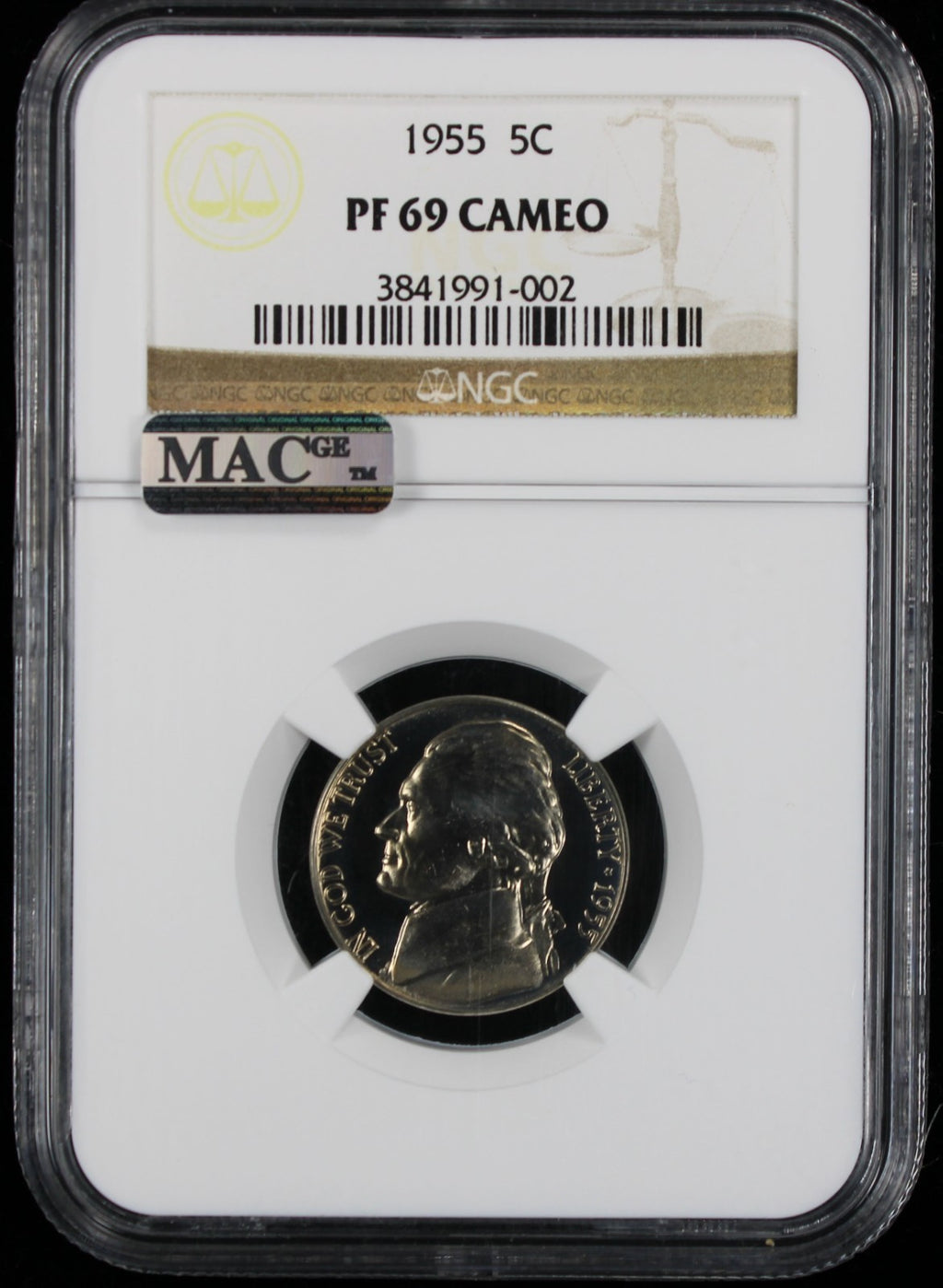 1955 Jefferson Proof Nickel 5c NGC PF69 Cameo