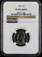 1955 Jefferson Proof Nickel 5c NGC PF69 Cameo