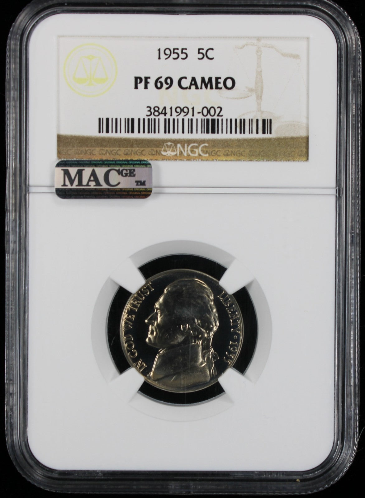 1955 Jefferson Proof Nickel 5c NGC PF69 Cameo