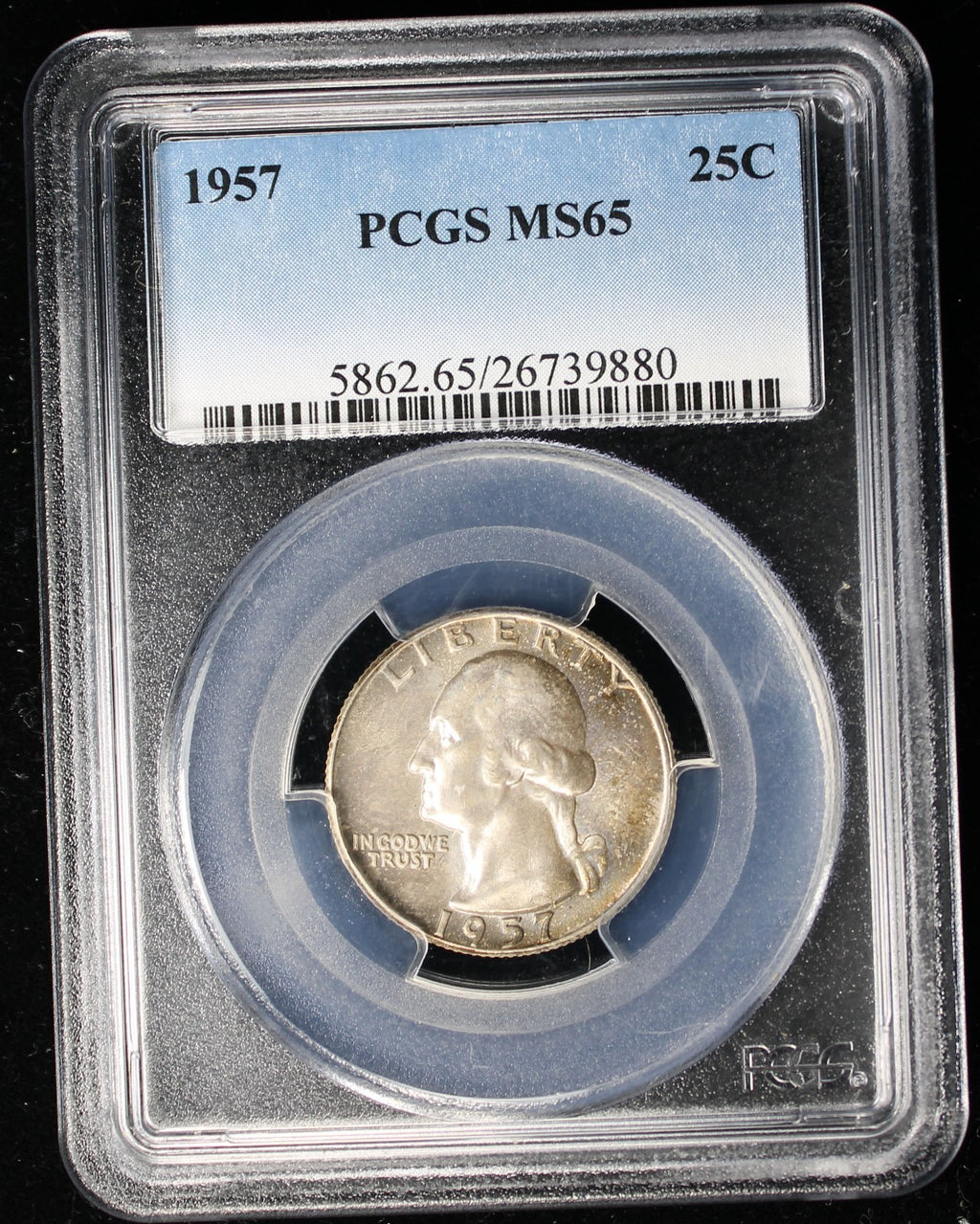 1957 Washington Silver Quarter 25c PCGS MS65