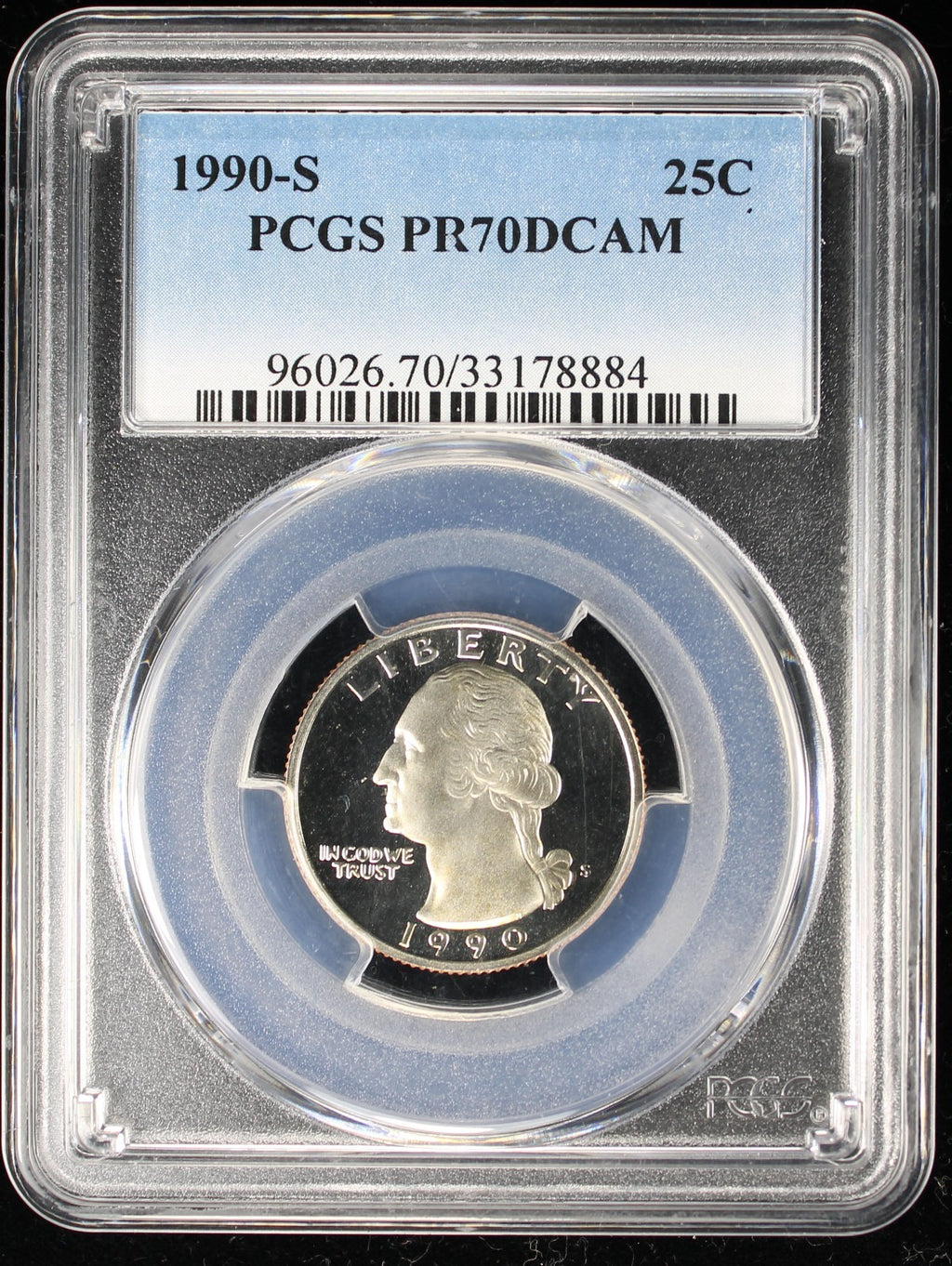 1990-S Proof Washington Quarter 25c PCGS PR70 DCAM Deep Cameo