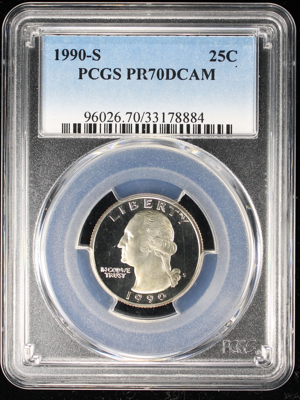 1990-S Proof Washington Quarter 25c PCGS PR70 DCAM Deep Cameo
