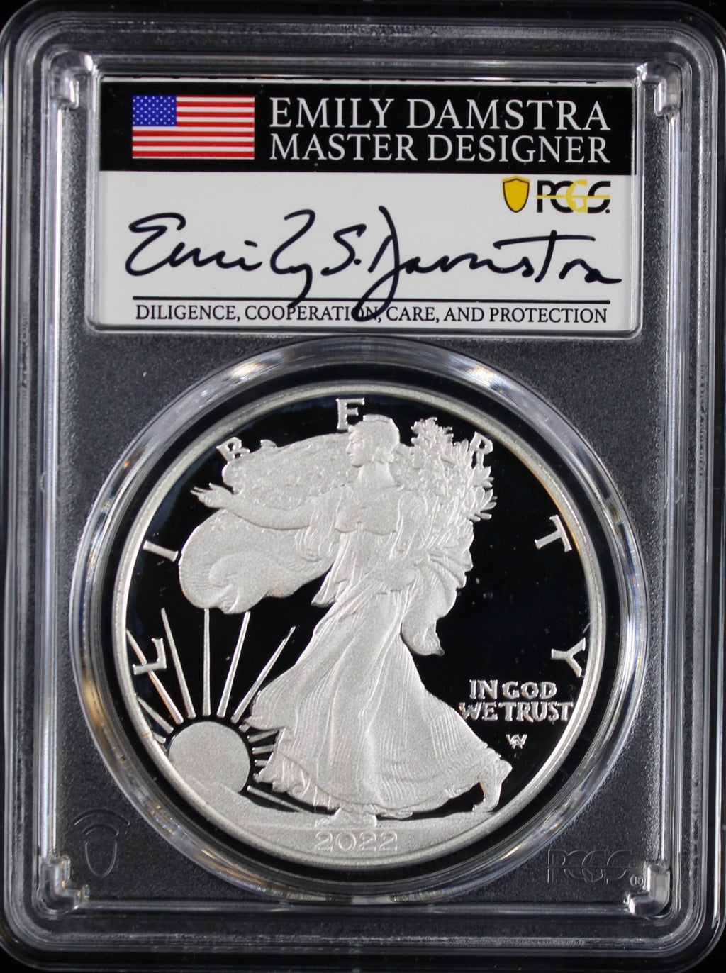 2022-W (2024) Silver Eagle PCGS PR70DCAM Damstra Signed