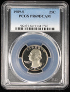 1989-S Proof Washington Quarter 25c PCGS PR69 DCAM Deep Cameo