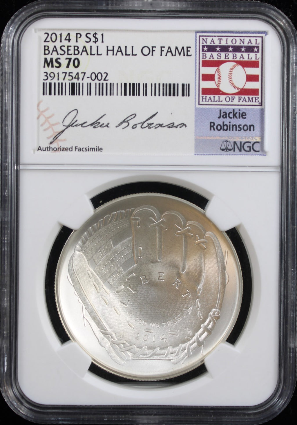 $1 Baseball Hall of Fame NGC MS70 Jackie Robinson Signed