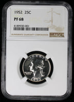1952 Proof Washington Silver Quarter 25c NGC PF68
