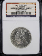 1861-O 50c Shipwreck Effect A SS Republic NGC UNC Louisiana Issue