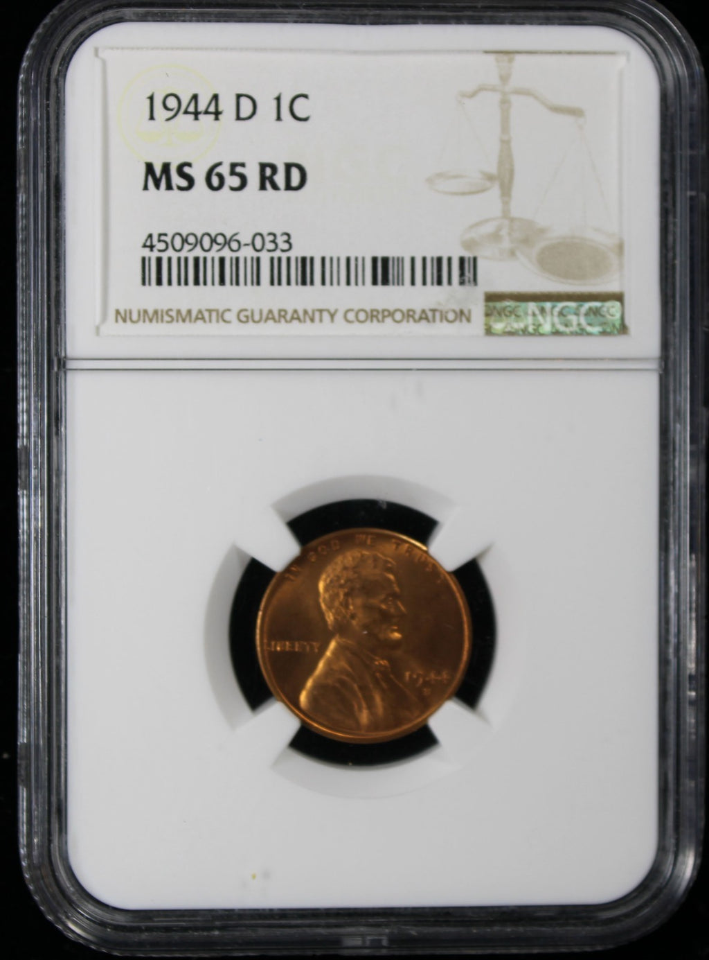 1944-D Wheat Lincoln Cent 1c NGC MS65 RD