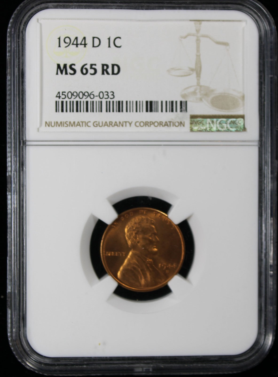 1944-D Wheat Lincoln Cent 1c NGC MS65 RD