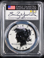 2024-S $1 Peace Reverse PF70 PCGS Advanced Release Emily Damstra Signature