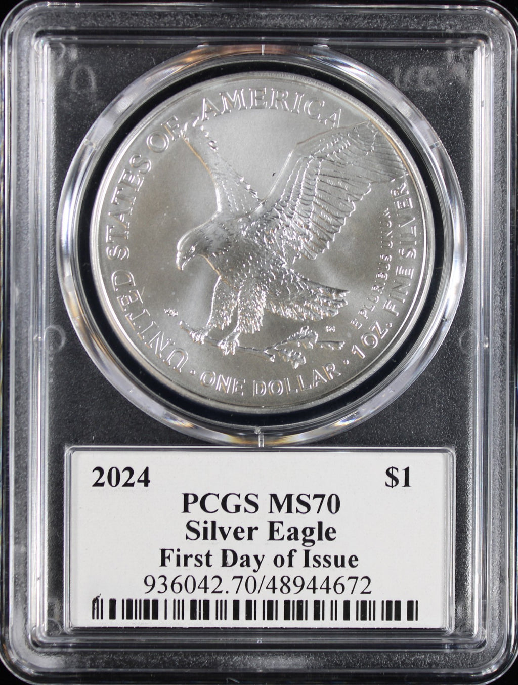 2024 Silver Eagle PCGS MS70 Damstra Signed First Day of Issue
