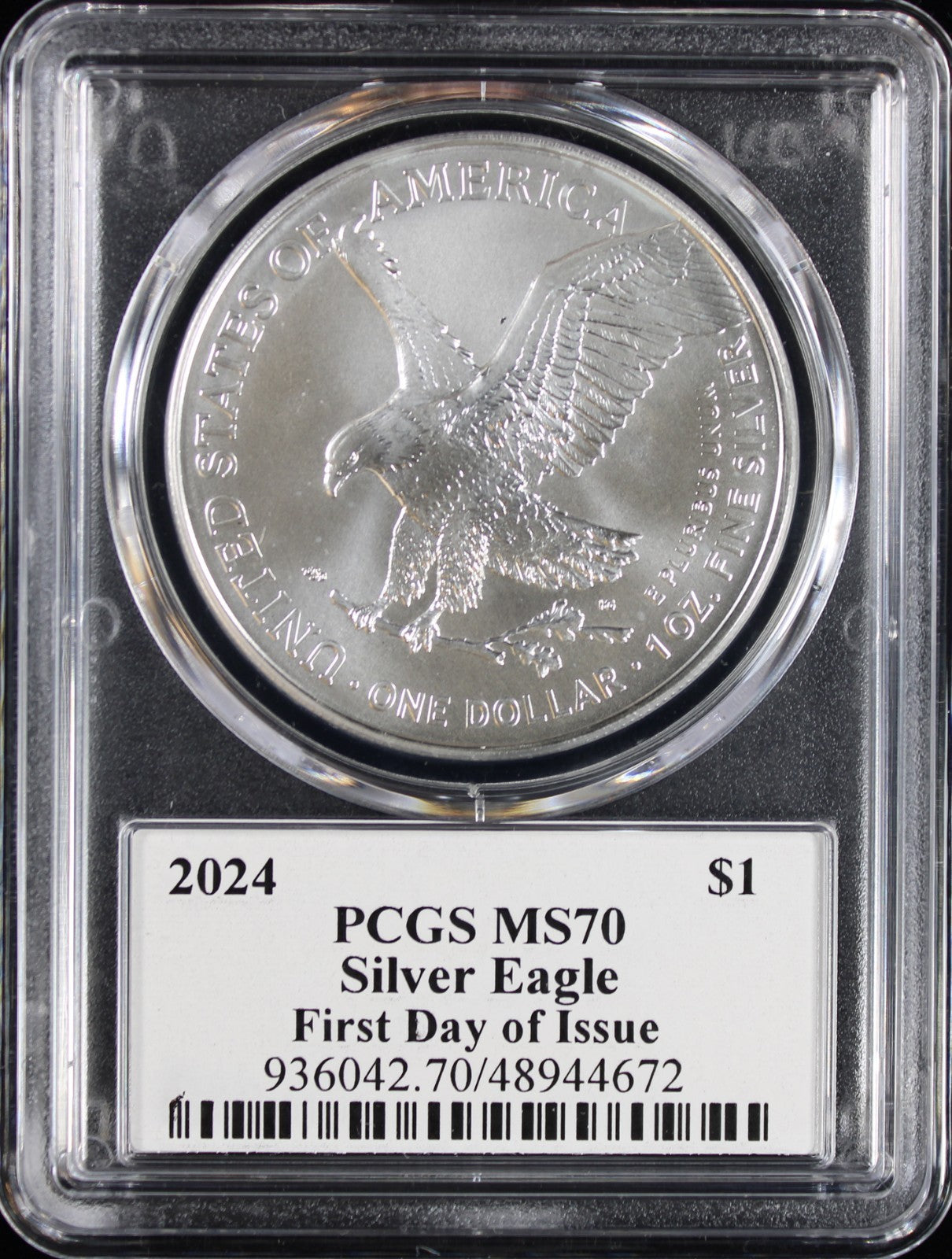 2024 Silver Eagle PCGS MS70 Damstra Signed First Day of Issue