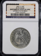 1860-O 50c Shipwreck Effect A SS Republic NGC UNC United States Issue