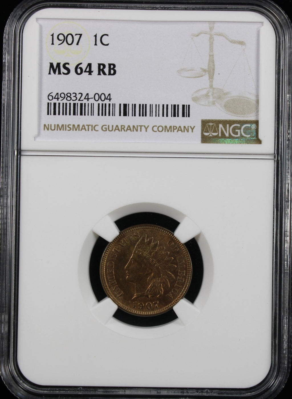 1907 1c NGC MS64RB