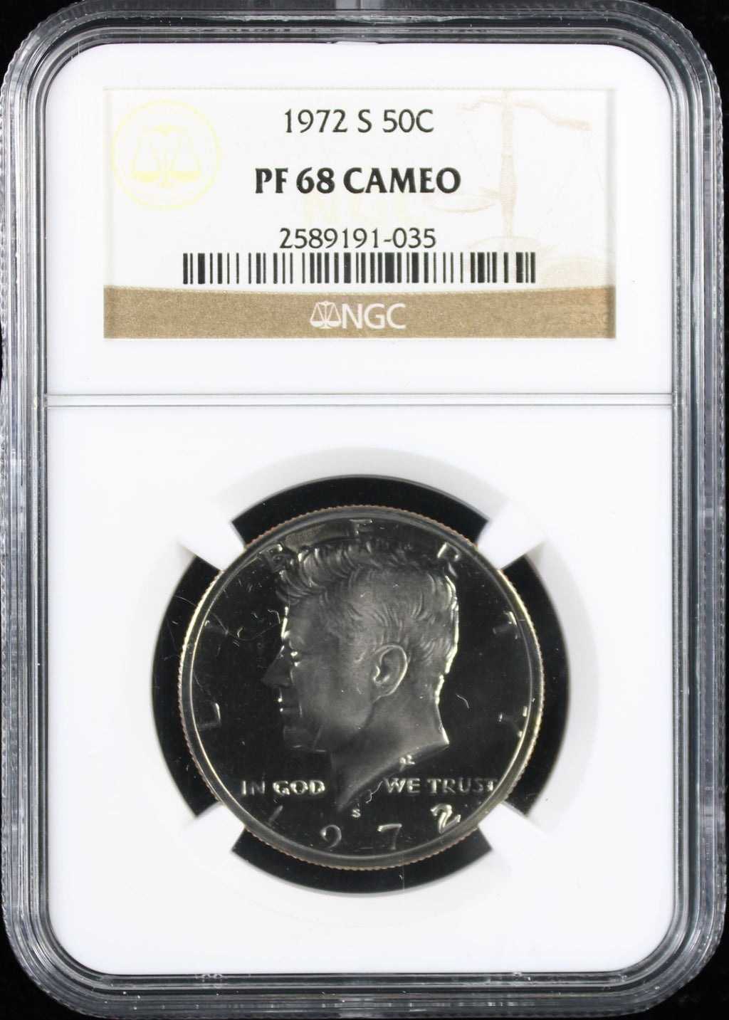 1972-S Kennedy Proof Half Dollar 50c NGC PR68 Cameo