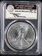 1991 Silver Eagle PCGS MS70 Mercanti Signed