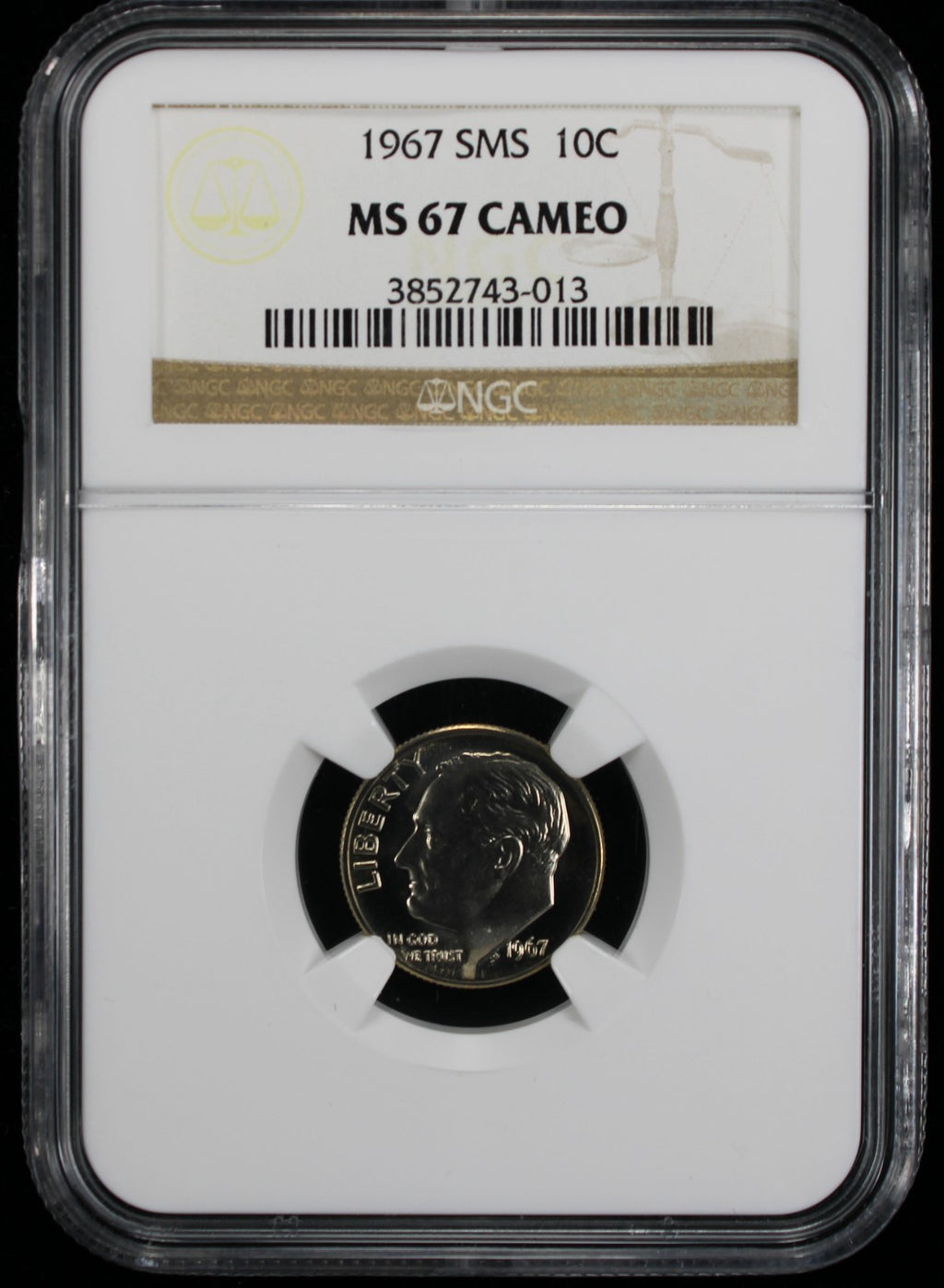 1967  Roosevelt Dime 10c NGC  MS67 Cameo SMS Special Mint Set
