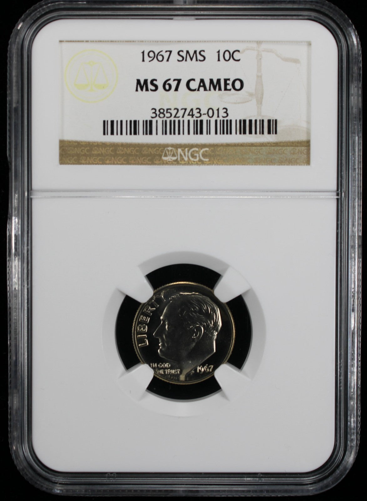 1967  Roosevelt Dime 10c NGC  MS67 Cameo SMS Special Mint Set