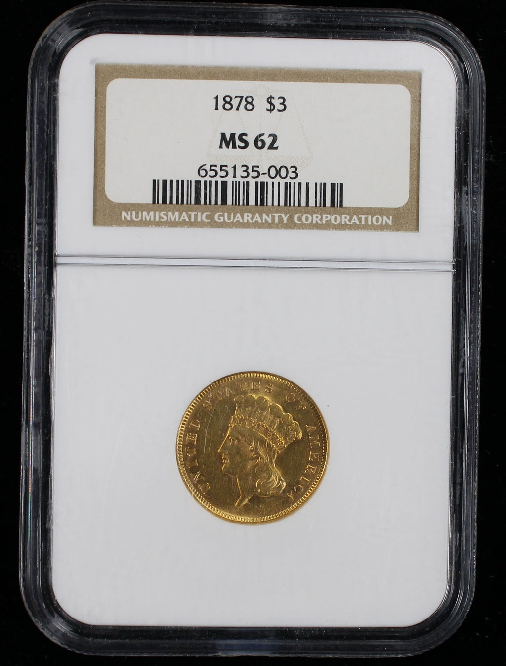 1878 $3 Princess NGC MS62