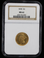 1878 $3 Princess NGC MS62