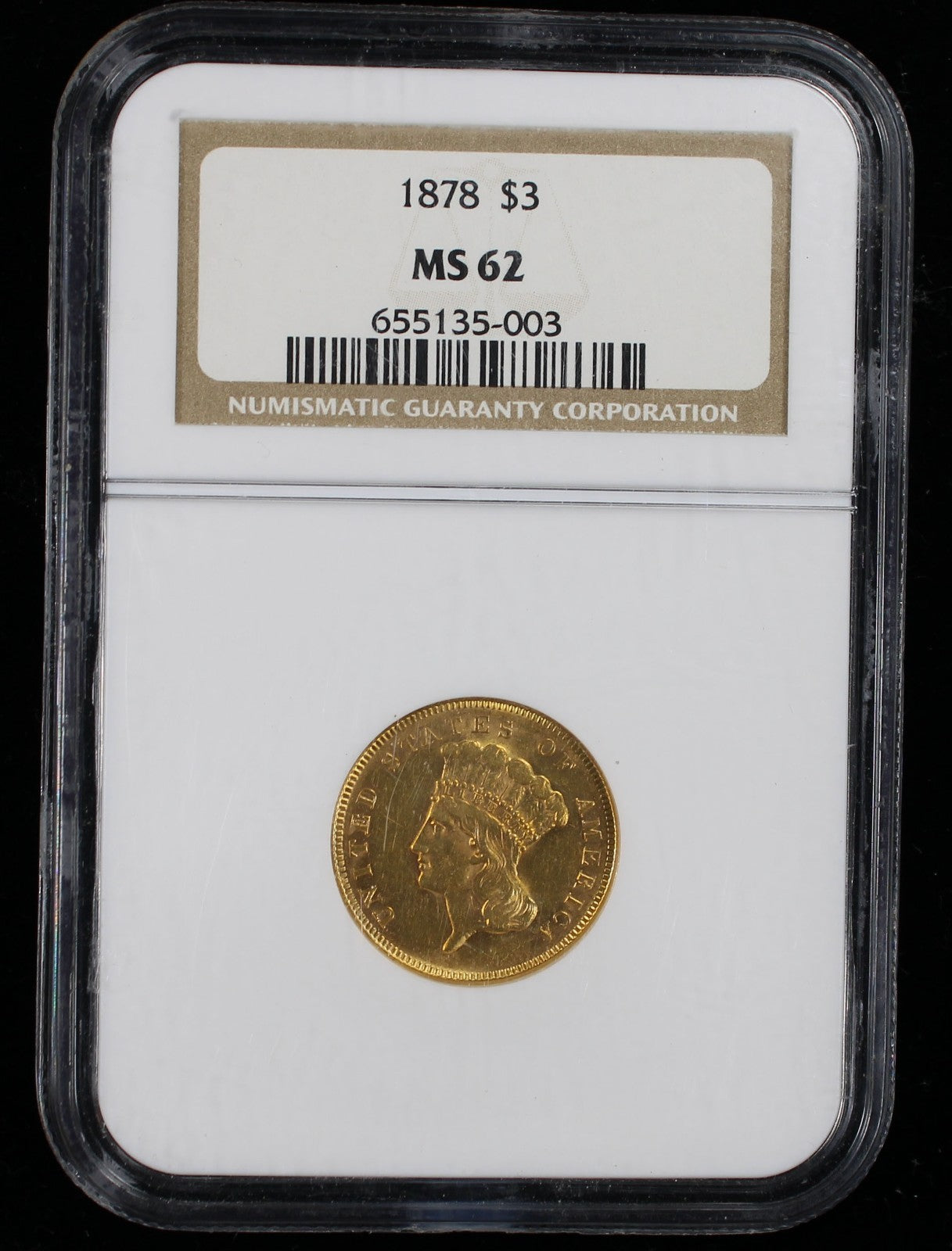 1878 $3 Princess NGC MS62