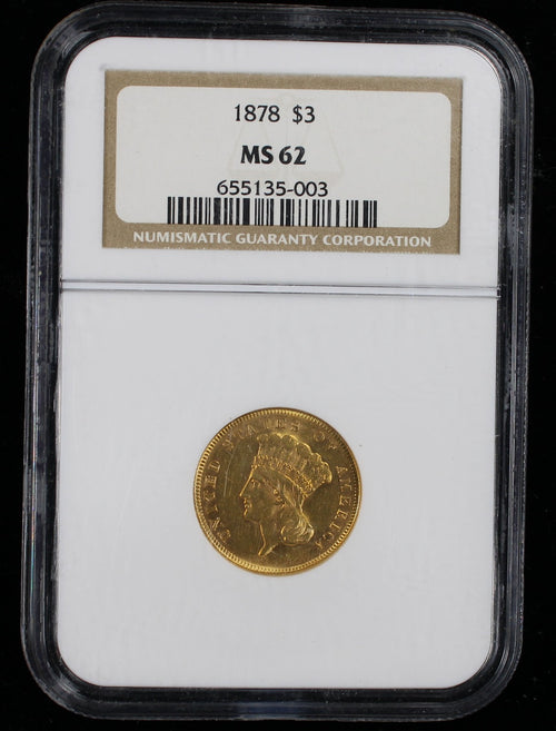 1878 $3 Princess NGC MS62