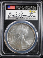 2021-W T2 Silver Eagle PCGS MS70 Damstra Signed First Day of Issue