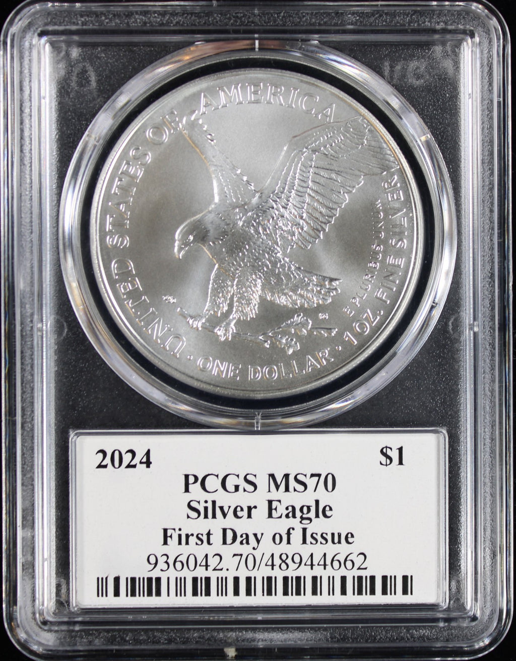 2024 Silver Eagle PCGS MS70 Damstra Signed First Day of Issue