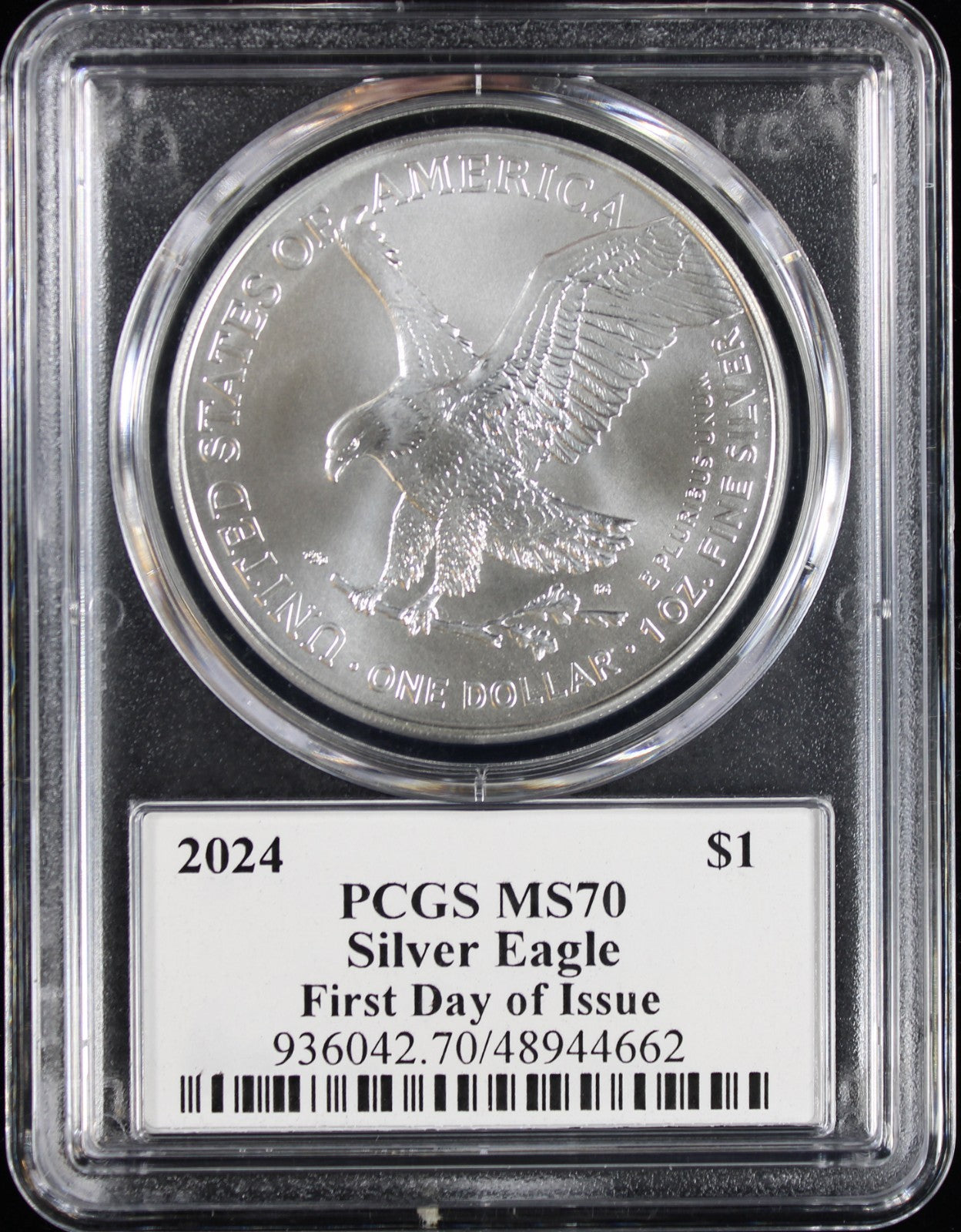 2024 Silver Eagle PCGS MS70 Damstra Signed First Day of Issue