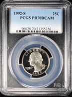 1992-S Proof Washington Quarter 25c PCGS PR70 DCAM Deep Cameo