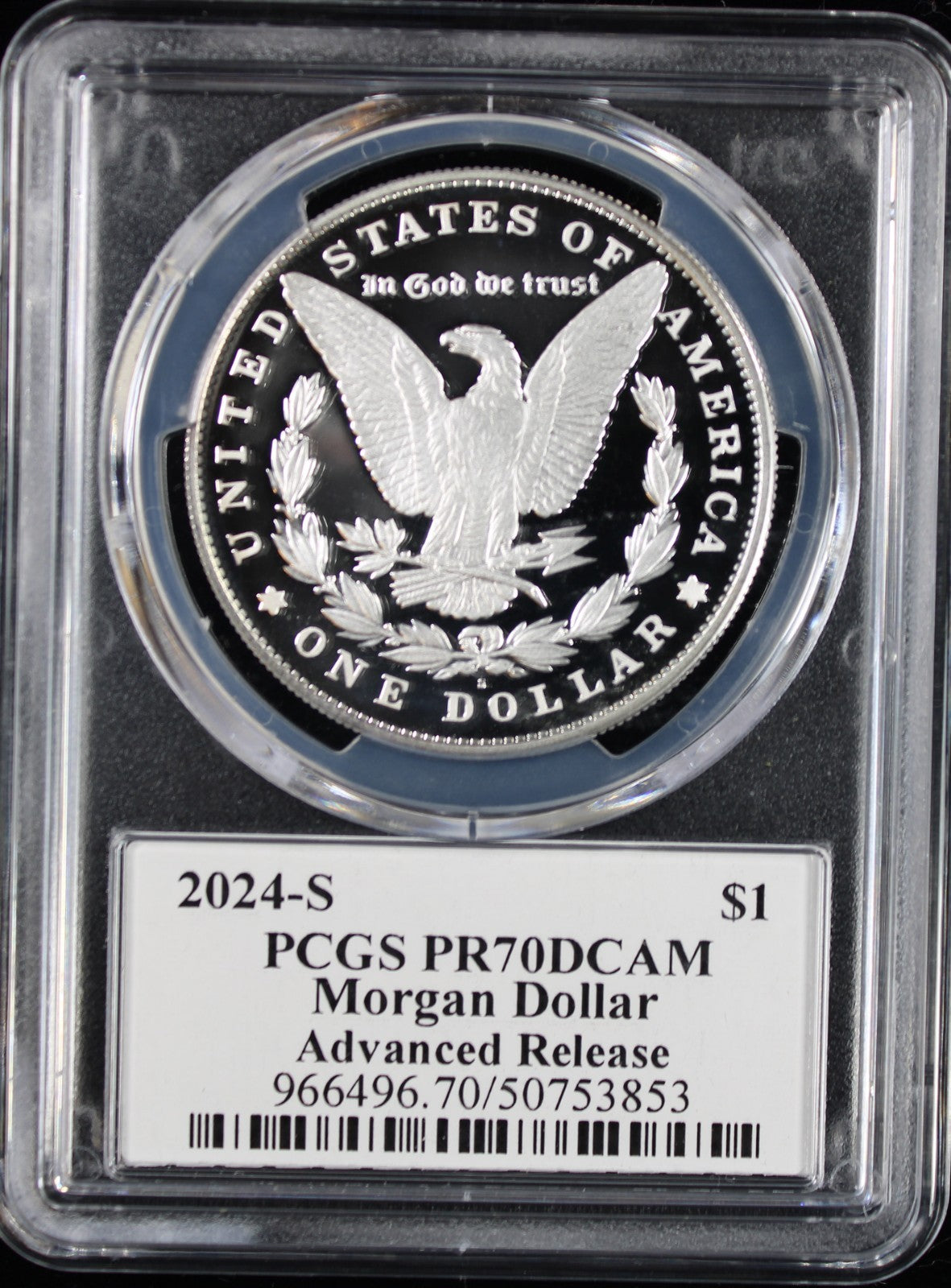 2024-S $1 Morgan PCGS PR70DCAM Advanced Release Emily Damstra Signature
