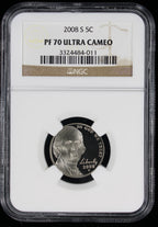 2008-S Jefferson Nickel 5c NGC PR70 Ultra Cameo