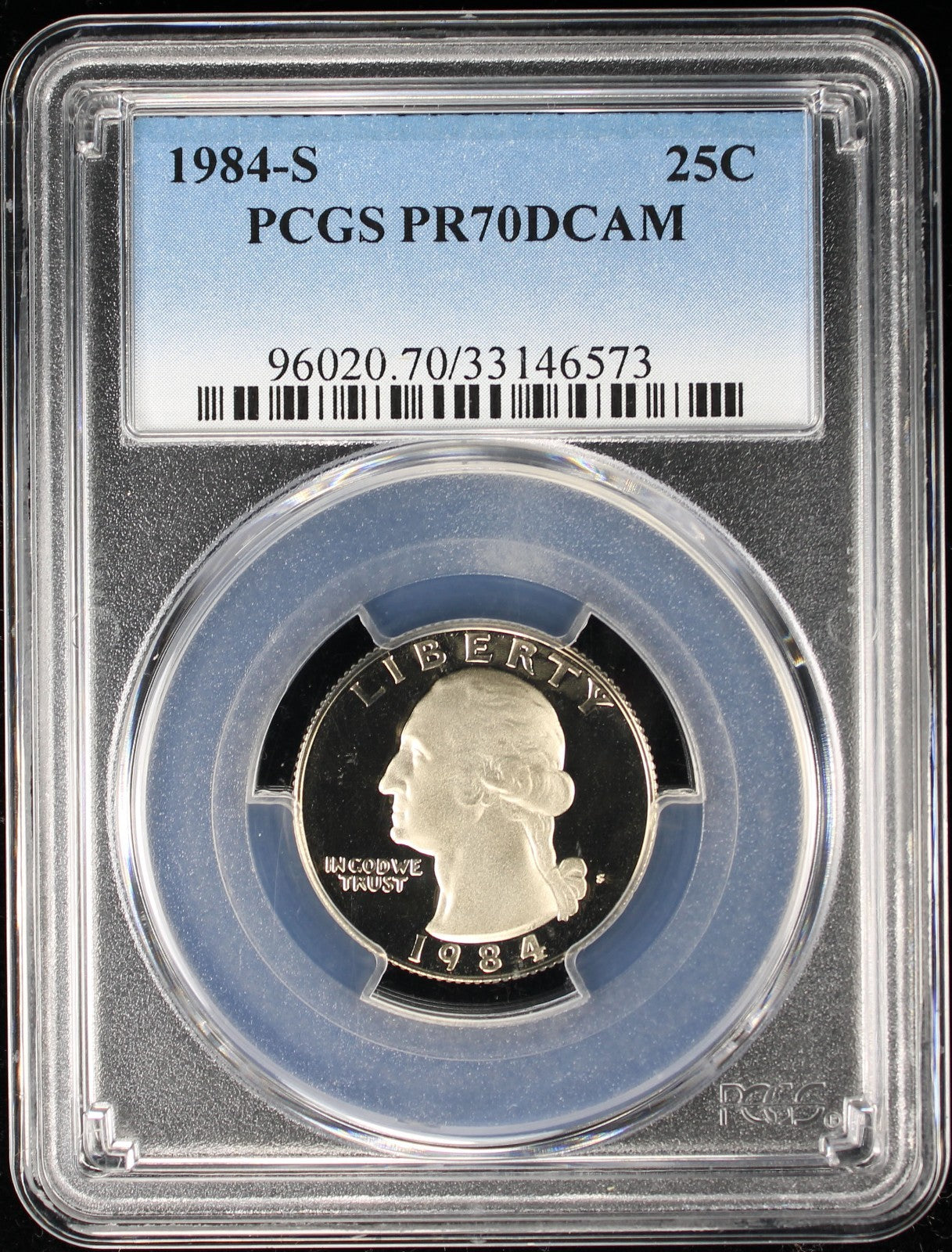 1984-S Proof Washington Quarter 25c PCGS PR70 DCAM Deep Cameo