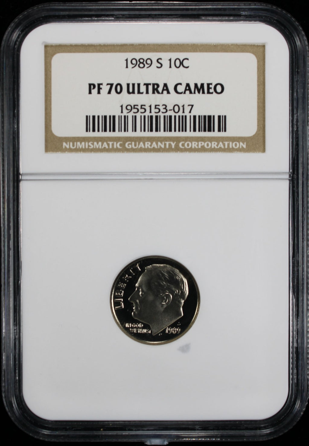 1989-S Proof Roosevelt Dime 10c NGC PF70 UCAM Ultra Cameo