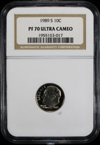 1989-S Proof Roosevelt Dime 10c NGC PF70 UCAM Ultra Cameo