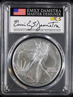 2023 Silver Eagle PCGS MS70 Damstra Signed First Day of Issue