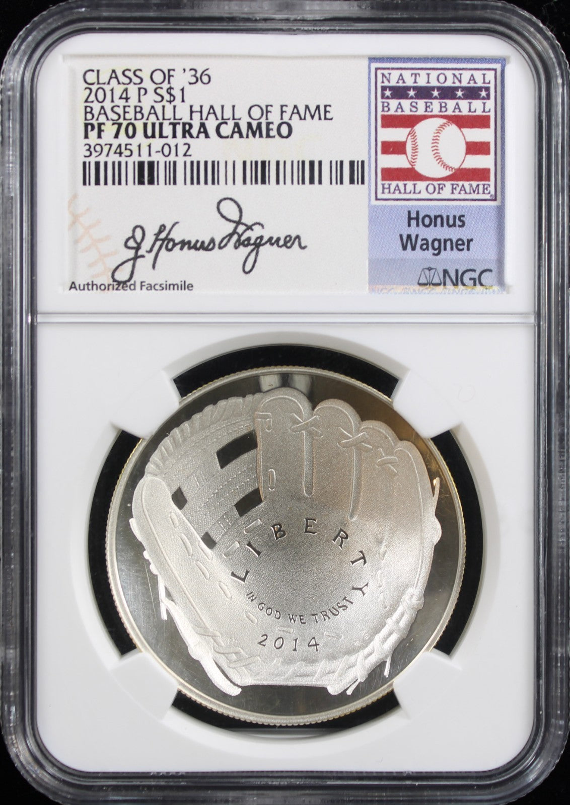 Class of 36 $1 Baseball Hall of Fame NGC PF70 Ultra Cameo Wagner Signed